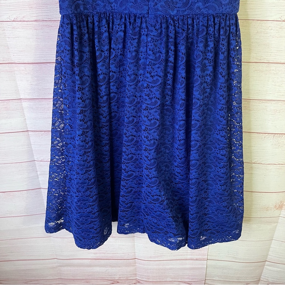 Jessica Simpson Royal Blue Lace Overlay Dress Size 12 - Picture 10 of 13